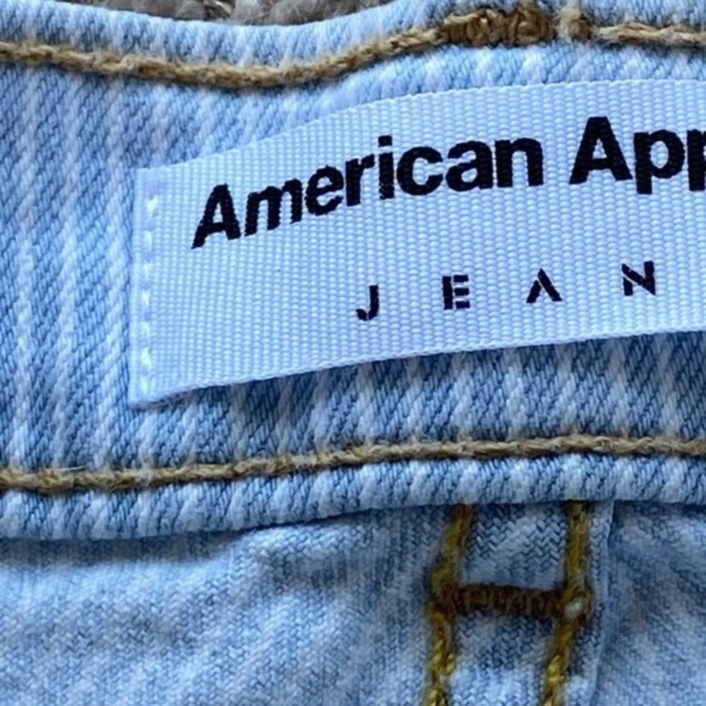 American Apparel Pinstriped High Waisted Jean Shorts - Picture 7 of 7